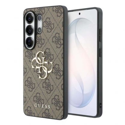 Дизайнерски кожен кейс за Samsung Galaxy S26 Ultra - Guess PU 4G Metal Logo Leather Hard Case (кафяв)