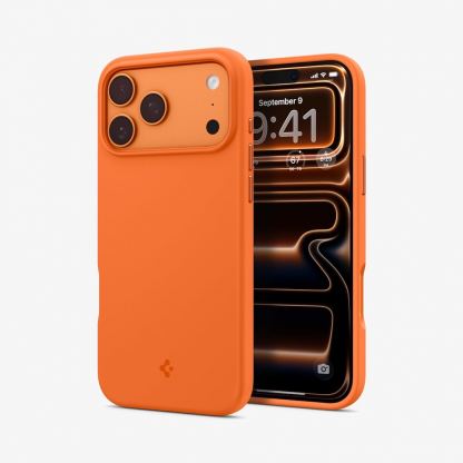 Силиконов (TPU) калъф с MagSafe за iPhone 17 Pro Max - Spigen Silicone Fit MagSafe Case (оранжев)