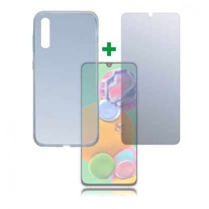 4smarts 360° Protection Set - тънък силиконов кейс и стъклено защитно покритие за дисплея на Samsung Galaxy A90 5G (прозрачен)