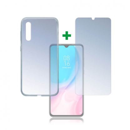 4smarts 360° Protection Set - тънък силиконов кейс и стъклено защитно покритие за дисплея на Xiaomi Mi 9 Lite (прозрачен)