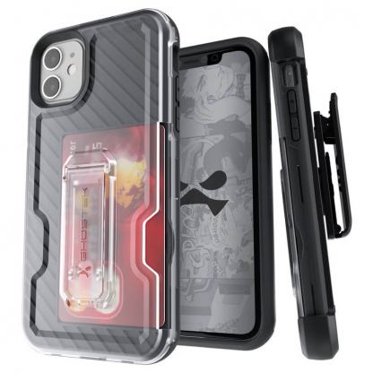 Ghostek Iron Armor 3 - удароустойчив хибриден кейс с щипка и слот за карти за iPhone 11 (черен)