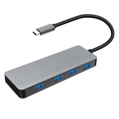 Platinet Multimedia Adapter USB-C to USB 3.0 4-Port - 4-портов USB-C хъб за компютри и лаптопи  (тъмносив)