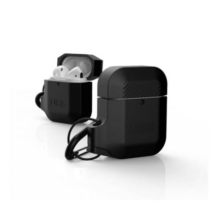 Urban Armor Gear Soft Touch Waterproof Silicone Hang Case - водо и удароустойчив силиконов калъф с карабинер за Apple Airpods (черен)