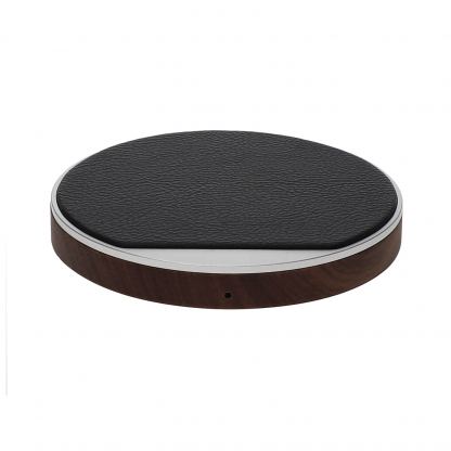 4smarts Select Wireless Fast Charger LIGNO 10W - поставка (пад) за безжично захранване с елементи от истинско дърво, карбон и кожа (сребрист-черен)
