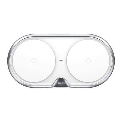 Baseus Dual Wireless Charger - двойна поставка (пад) с Fast Charge технология за безжично зареждане за Qi съвместими устройства (бял) 