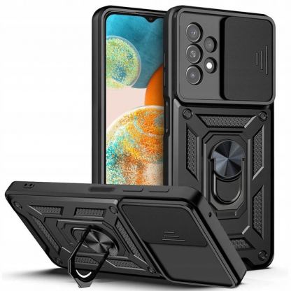 Хибриден удароустойчив кейс с пръстен против изпускане за Samsung Galaxy A23 5G - Tech-Protect CamShield Pro Hard Case (черен)
