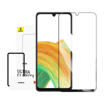 Калено стъклено защитно покритие за дисплея на Samsung Galaxy A33 - Baseus Diamond Tempered Glass Film (0.30mm) (черен-прозрачен)