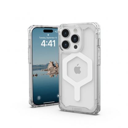 Удароустойчив хибриден кейс за iPhone 15 Pro - Urban Armor Gear Plyo MagSafe Case (прозрачен-бял)