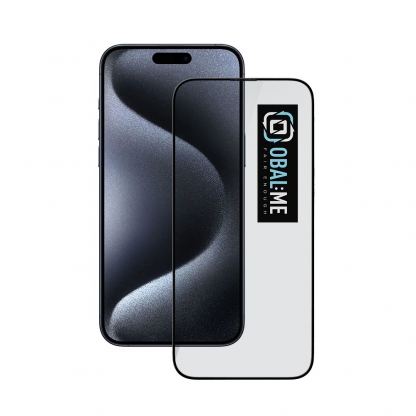 Обхващащо и ръбовете стъклено защитно покритие за дисплея на iPhone 15 Pro - OBALME Tempered Glass Screen Protector 5D (черен-прозрачен)