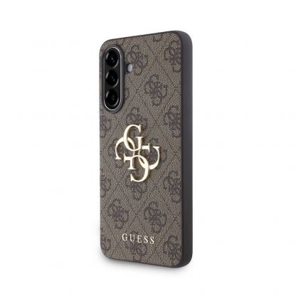 Дизайнерски кожен кейс за Samsung Galaxy A36 - Guess PU 4G Metal Logo Leather Hard Case (кафяв)