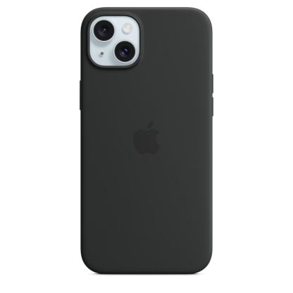Оригинален силиконов кейс за iPhone 15 Plus с MagSafe (черен)  - Apple iPhone Silicone Case with MagSafe