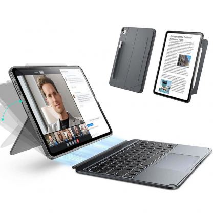 Полиуретанов калъф с отделяща клавиатура и поставка за iPad Air 13 (2025), iPad Air 13 (2024) - ESR Shift Magnetic Hybrid Keyboard Case (тъмносив)