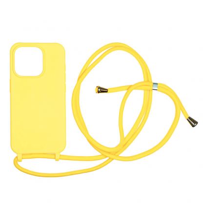 Силиконов (TPU) калъф с връзка за носене за iPhone 15 Pro - Mobile Origin Lanyard Silicone Case (жълт)