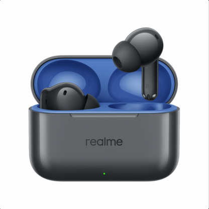 Безжични блутут слушалки със зареждащ кейс - Realme Buds T200 ANC TWS In-Ear Bluetooth Earphones (тъмносив)