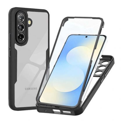 Удароустойчив хибриден кейс с вграден протектор за дисплея за Samsung Galaxy A57 5G - Techsuit ColorVerse 360 Protective Hybrid Case (черен-прозрачен)
