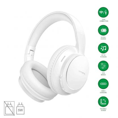 Безжични блутут слушалки с микрофон - 4smarts SkyBuds Wave Wireless Headphones (бял)