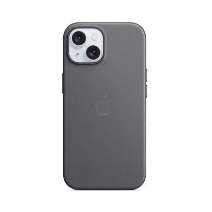Оригинален текстилен кейс с MagSafe за iPhone 15 - Apple iPhone FineWoven Case with MagSafe (черен) (bulk)