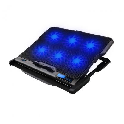 Omega Laptop Cooler Pad Coolwave 6 Fan - охлаждаща ергономична поставка с 6 вентилаторa за Mac и преносими компютри (черен)