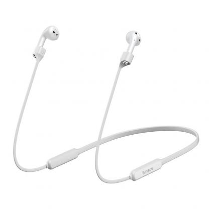 Baseus AirPods Silicone Hanging Sleeve - тънко силиконово въженце за безжични слушалки Apple Airpods & Apple Airpods 2 (бял)