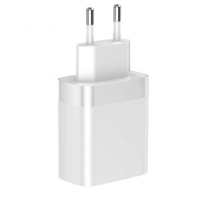 Baseus Mirror Lake Dual USB QC 3.0 Wall Charger 18W CCJMHC-A02 - захранване за ел. мрежа с USB и USB-C изходи и технология за бързо зареждане (бял)
