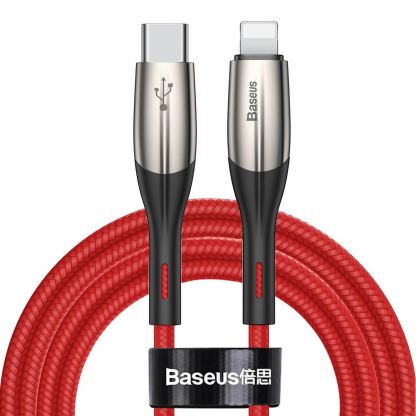 Baseus Horizontal USB-C to Lightning Cable - USB-C към Lightning кабел за Apple устройства с Lightning порт (200 см) (червен)