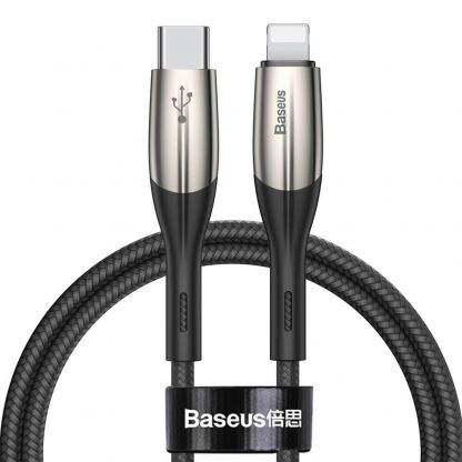 Baseus Horizontal USB-C to Lightning Cable - USB-C към Lightning кабел за Apple устройства с Lightning порт (50 см) (черен)