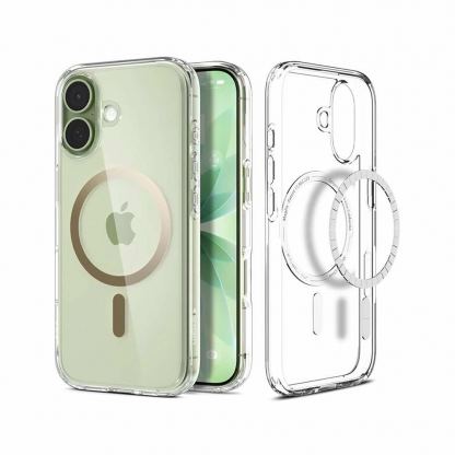 Хибриден кейс с висока степен на защита с MagSafe за iPhone 17 - Spigen Ultra Hybrid MagSafe Case (прозрачен-златист)