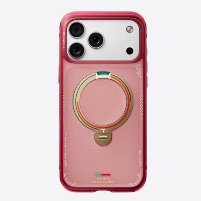 Удароустойчив хибриден кейс с MagSafe за iPhone 17 Pro Max - Torras Ostand Q3 Air World Cup Limited Edition MagSafe Case (червен-прозрачен)